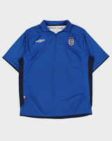 Vintage 2006-07 Umbro England Quarter-Zip Short Sleeve Football Training Shirt - XL