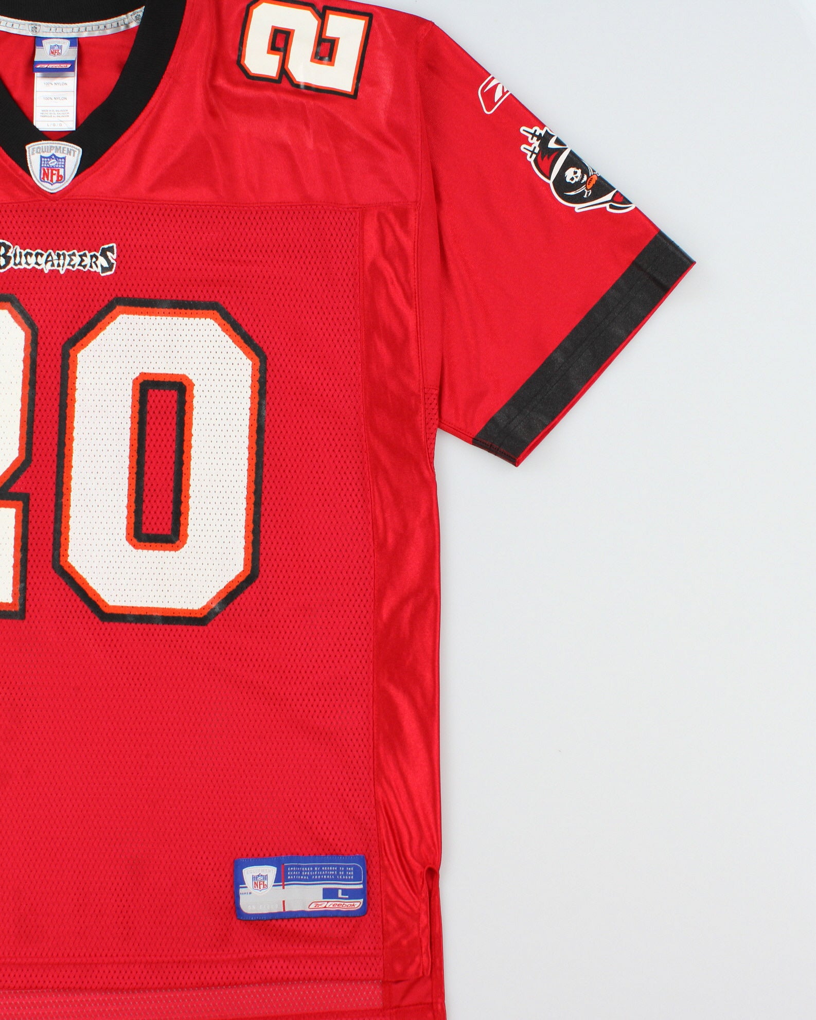 Vintage 2002-04 Reebok Tampa Bay Buccaneers Ronde Barber #20 NFL Equipment Home Jersey - L