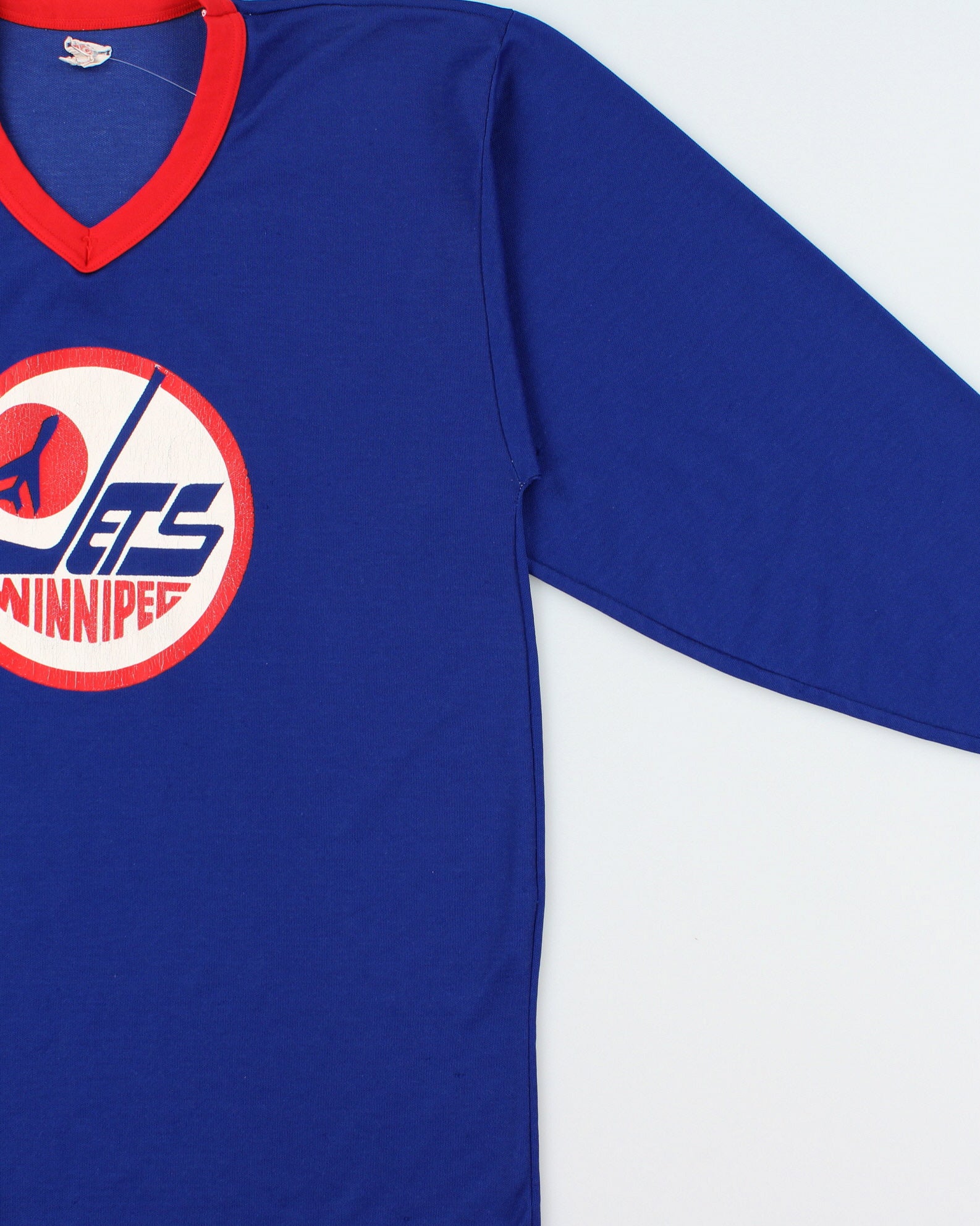 Vintage 1970s CCM Winnipeg Jets NHL Made In Canada V-Neck Training Jersey - M