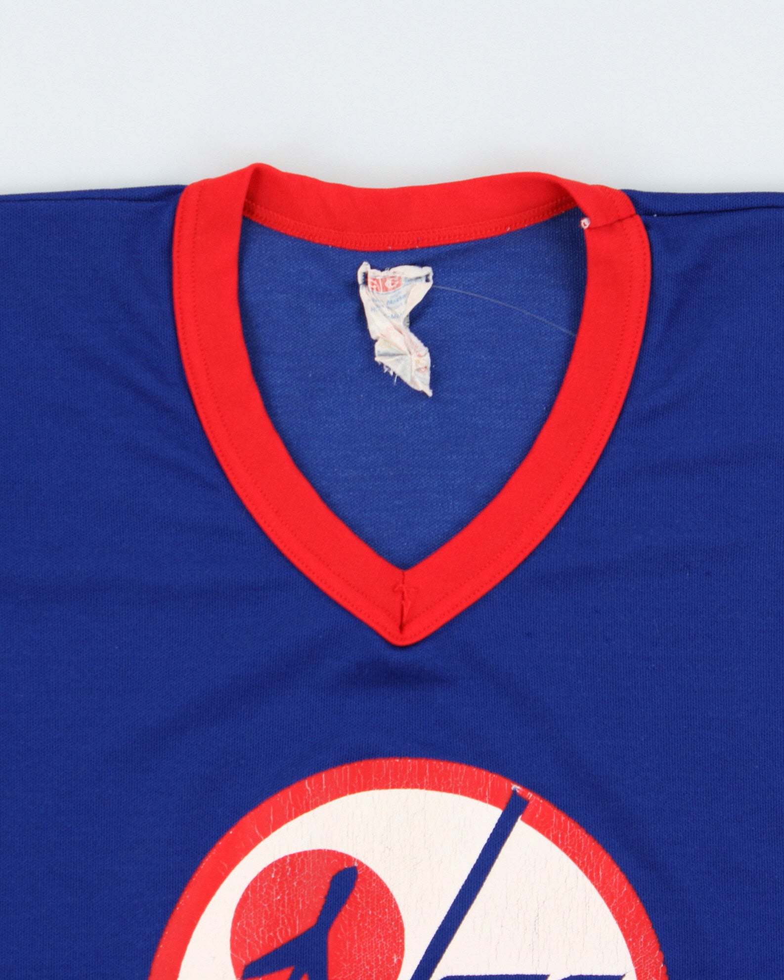 Vintage 1970s CCM Winnipeg Jets NHL Made In Canada V-Neck Training Jersey - M