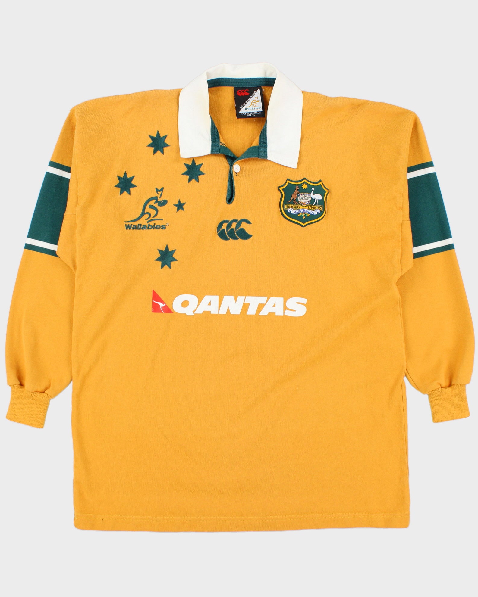 Vintage 2004-05 Canterbury Wallabies Rugby Union Australia Long Sleeve Home Rugby Shirt - XL