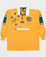 Vintage 2004-05 Canterbury Wallabies Rugby Union Australia Long Sleeve Home Rugby Shirt - XL
