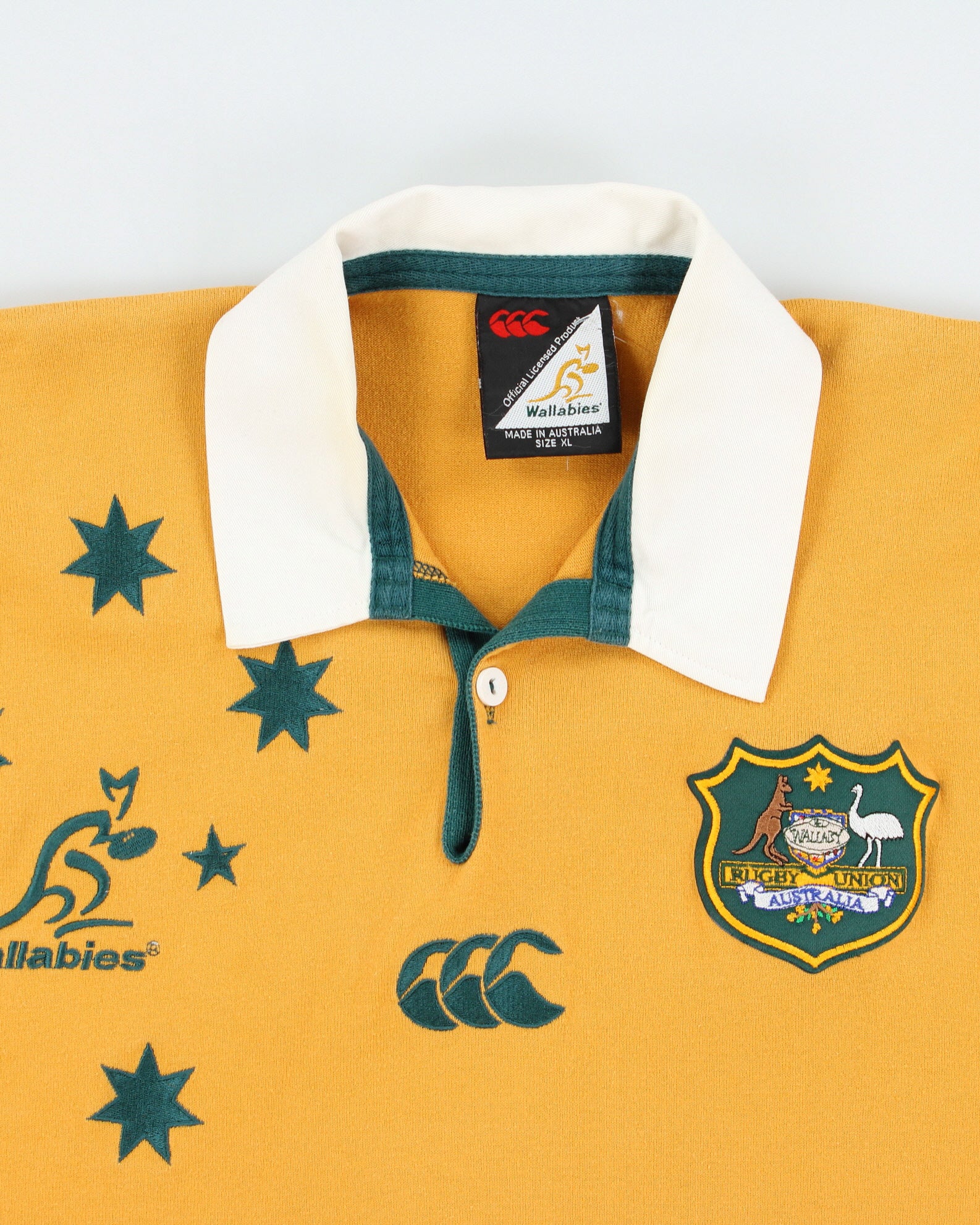 Vintage 2004-05 Canterbury Wallabies Rugby Union Australia Long Sleeve Home Rugby Shirt - XL