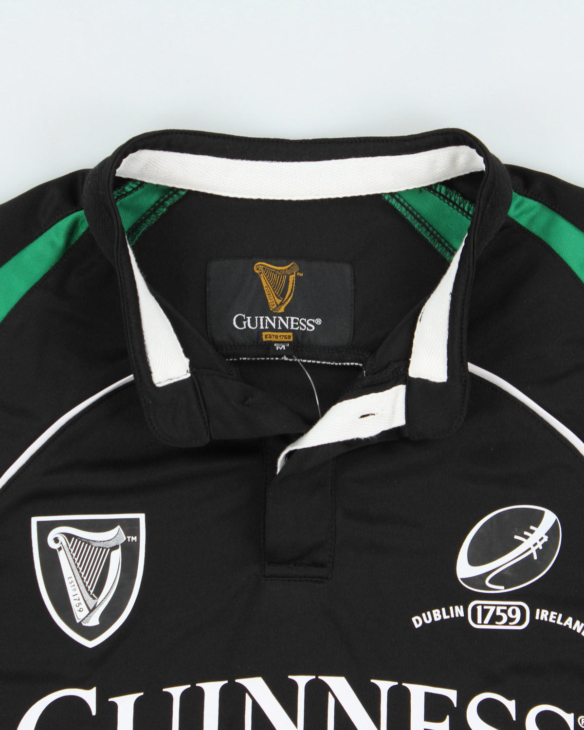 Vintage Guinness Dublin Ireland Short Sleeve Rugby Shirt - M