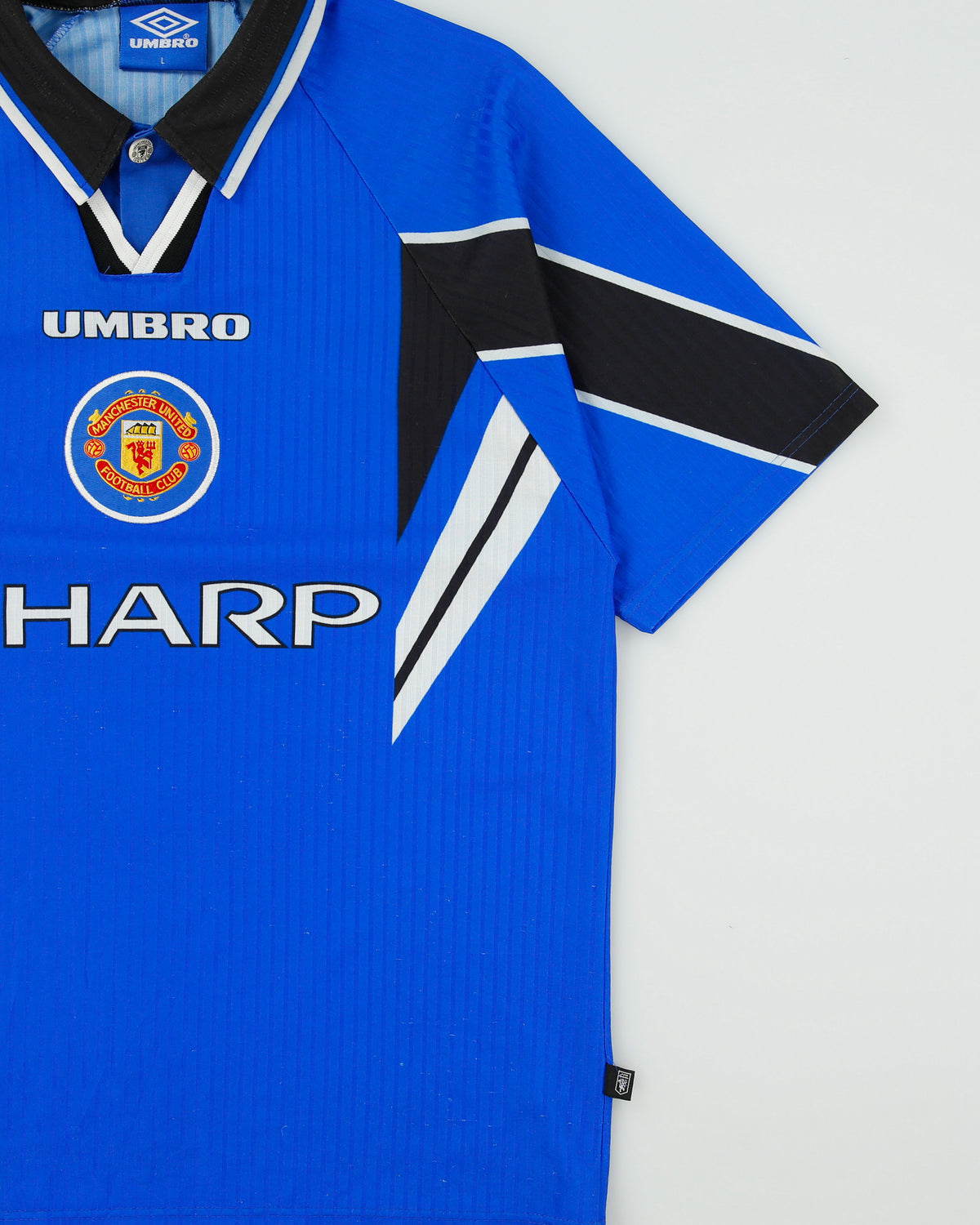 Vintage 1996-97 Umbro Manchester United FC Made In England Short Sleeve Football Third Shirt - L