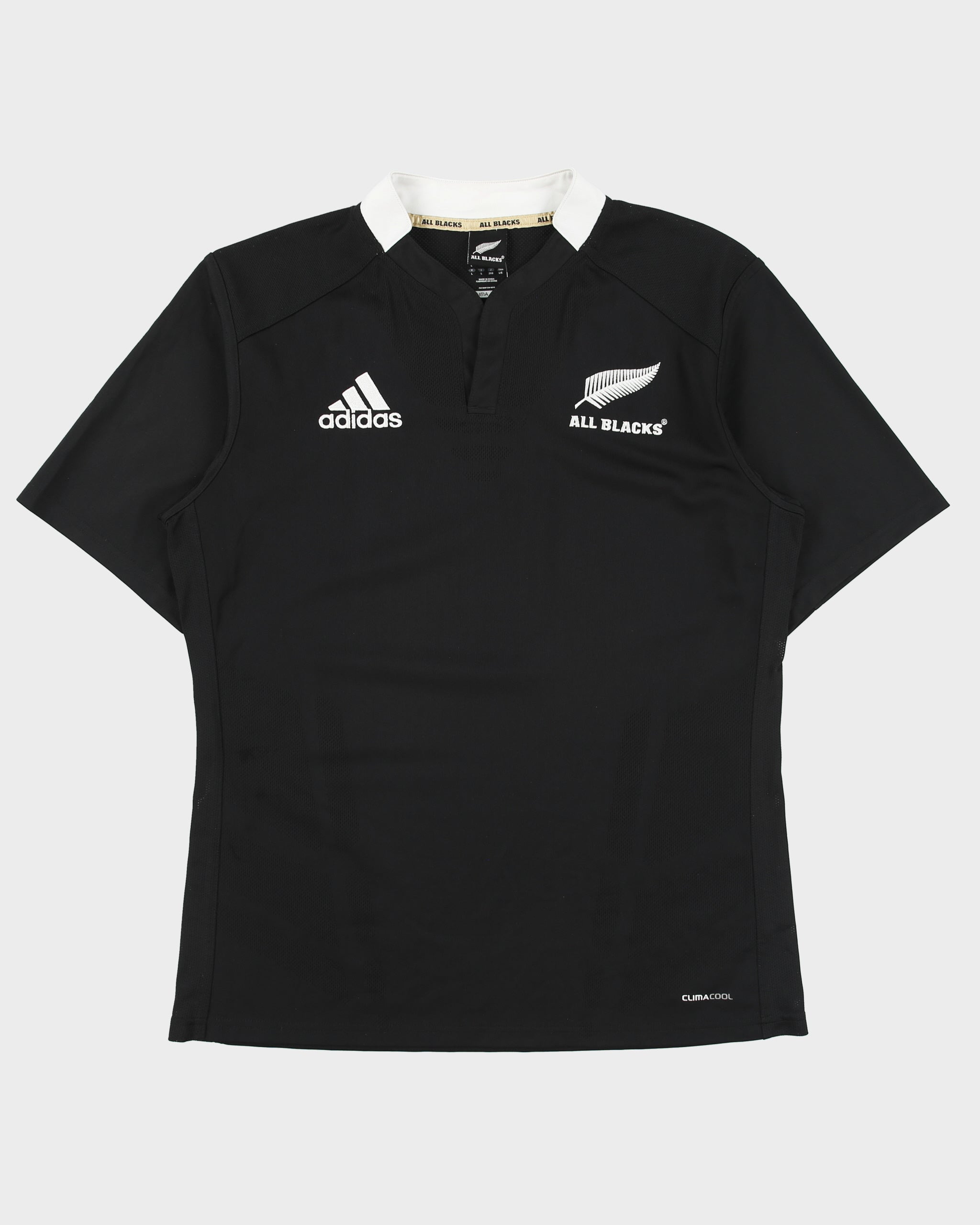 Vintage 2011-12 Adidas New Zealand Rugby Union ClimaCool Short Sleeve Home Shirt - L