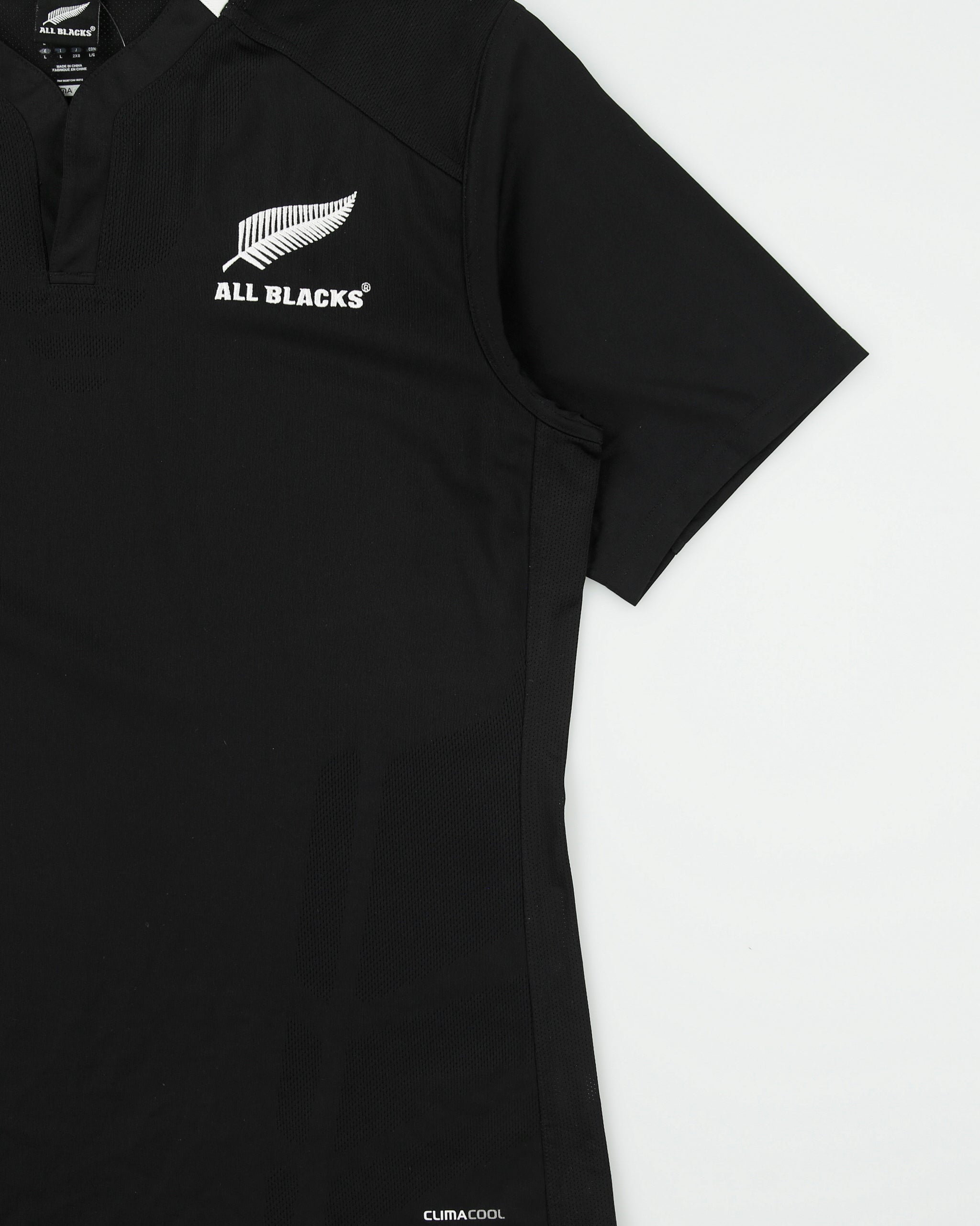 Vintage 2011-12 Adidas New Zealand Rugby Union ClimaCool Short Sleeve Home Shirt - L