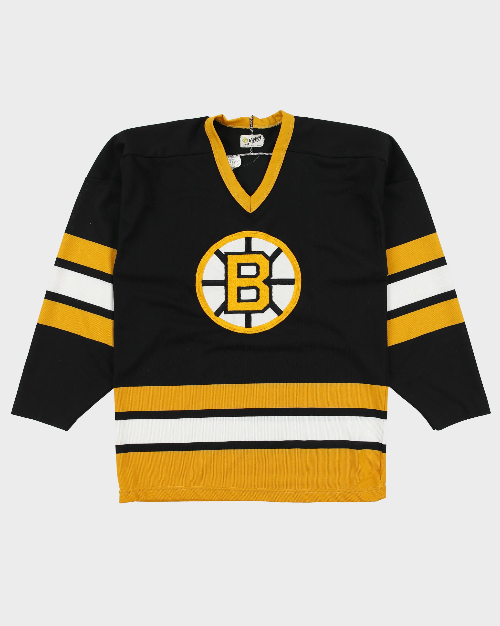 Vintage 1988 Boston Bruins Maska SuperFil Made In Canada NHL Home Jersey - M