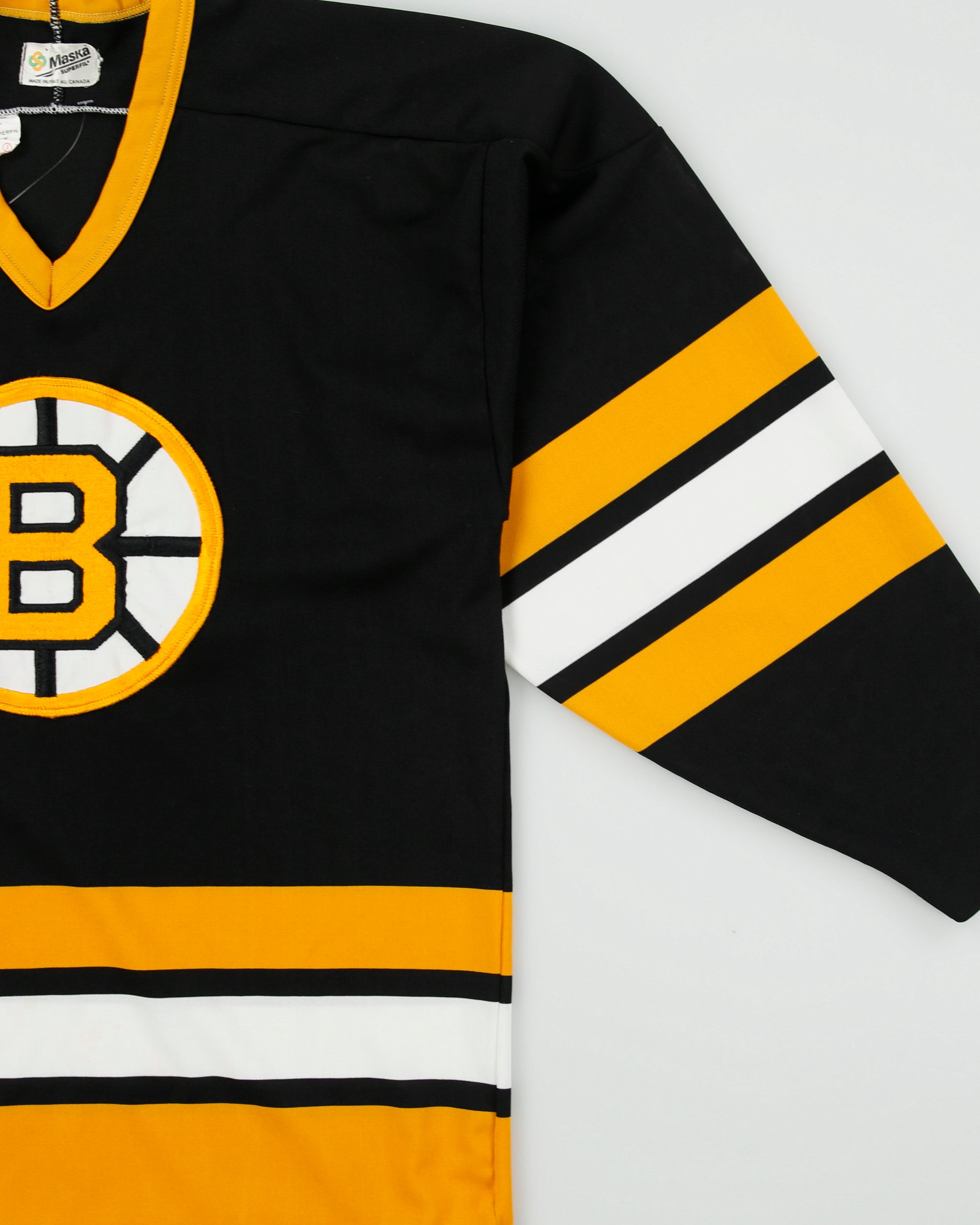 Vintage 1988 Boston Bruins Maska SuperFil Made In Canada NHL Home Jersey - M