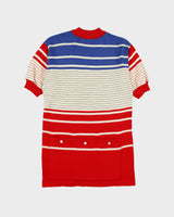 Vintage 1970s Santini Racing Striped Wool Made In Italy Quarter-Zip Cycling Jersey - M
