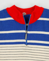Vintage 1970s Santini Racing Striped Wool Made In Italy Quarter-Zip Cycling Jersey - M