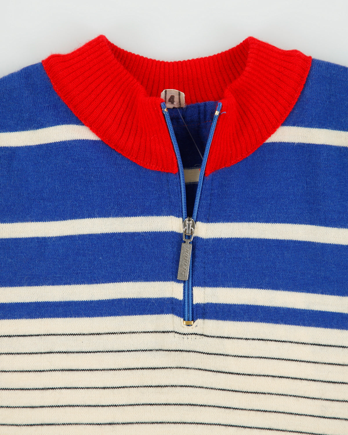 Vintage 1970s Santini Racing Striped Wool Made In Italy Quarter-Zip Cycling Jersey - M