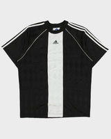 Vintage 1990s Adidas Diamond Plate Striped Made In Canada Short Sleeve Football Shirt - L