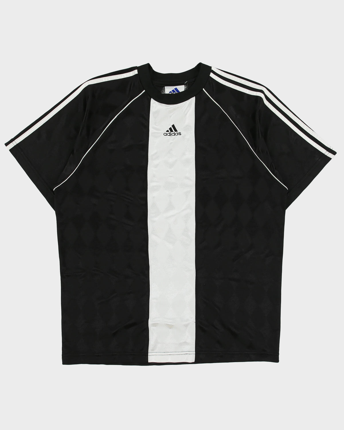 Vintage 1990s Adidas Diamond Plate Striped Made In Canada Short Sleeve Football Shirt - L