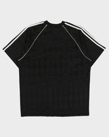 Vintage 1990s Adidas Diamond Plate Striped Made In Canada Short Sleeve Football Shirt - L