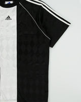 Vintage 1990s Adidas Diamond Plate Striped Made In Canada Short Sleeve Football Shirt - L