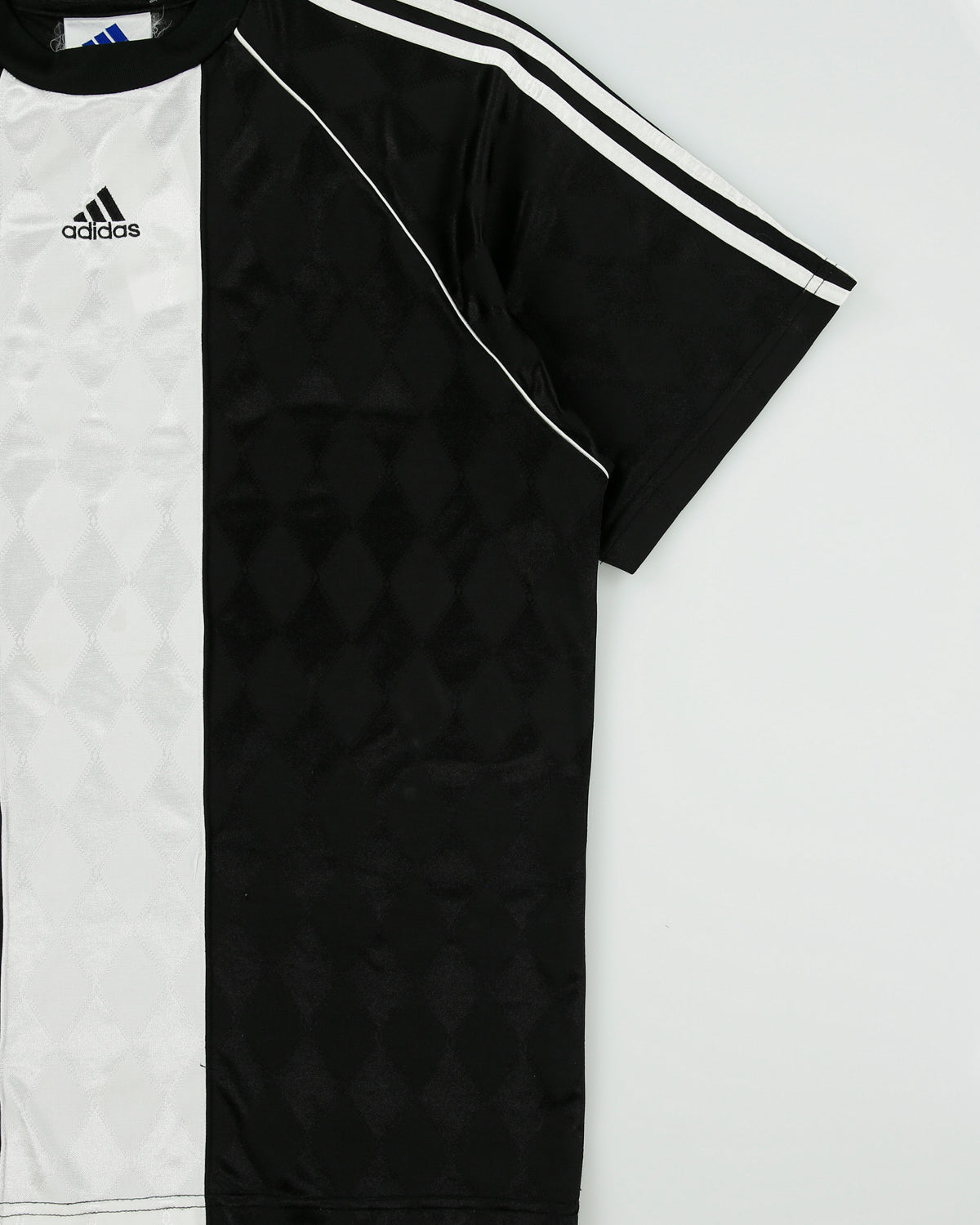 Vintage 1990s Adidas Diamond Plate Striped Made In Canada Short Sleeve Football Shirt - L