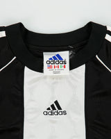 Vintage 1990s Adidas Diamond Plate Striped Made In Canada Short Sleeve Football Shirt - L