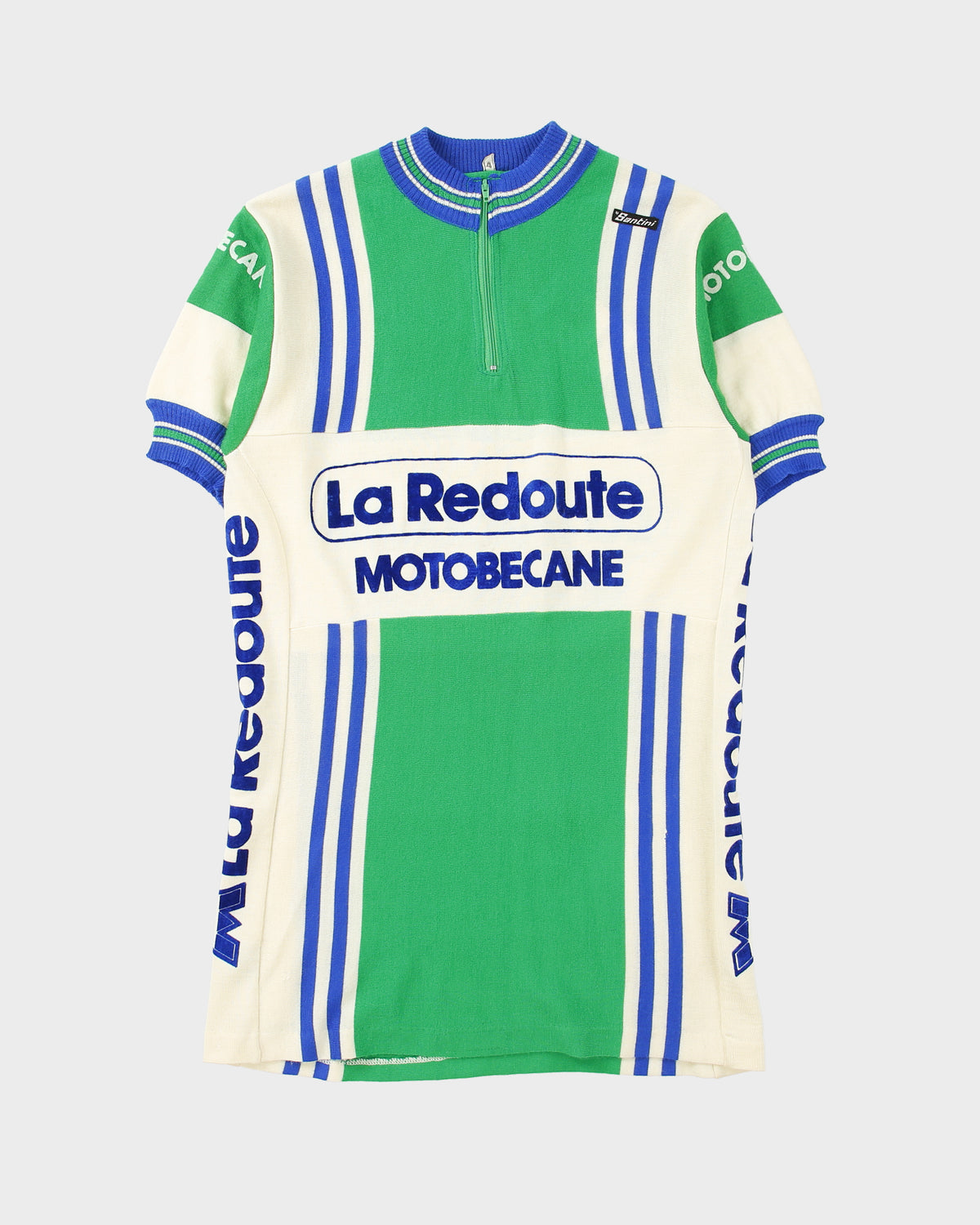 Vintage 1970s Santini La Redoute Motobecane Wool Knit Made In Italy 1/4 Zip Cycling Shirt - M