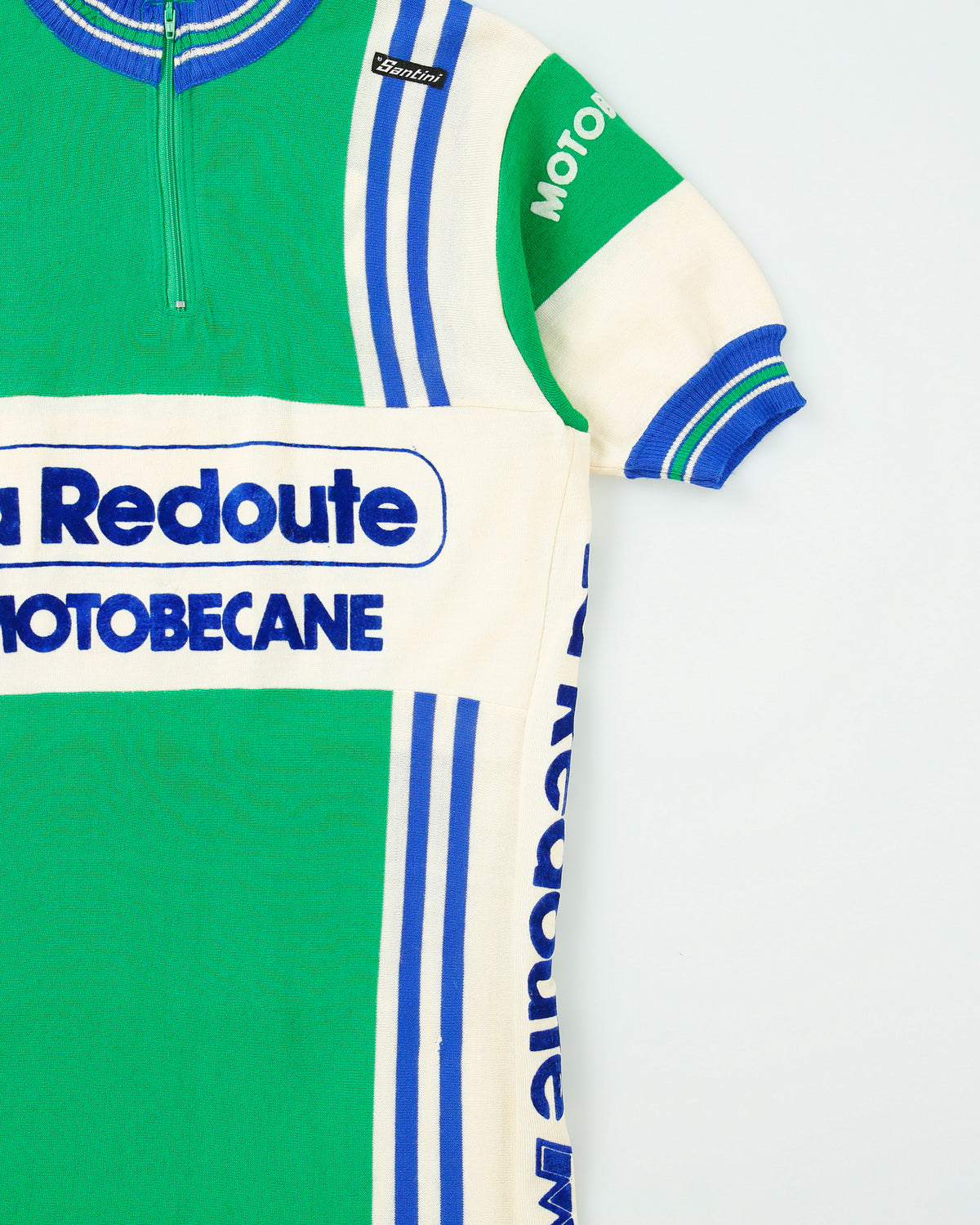 Vintage 1970s Santini La Redoute Motobecane Wool Knit Made In Italy 1/4 Zip Cycling Shirt - M
