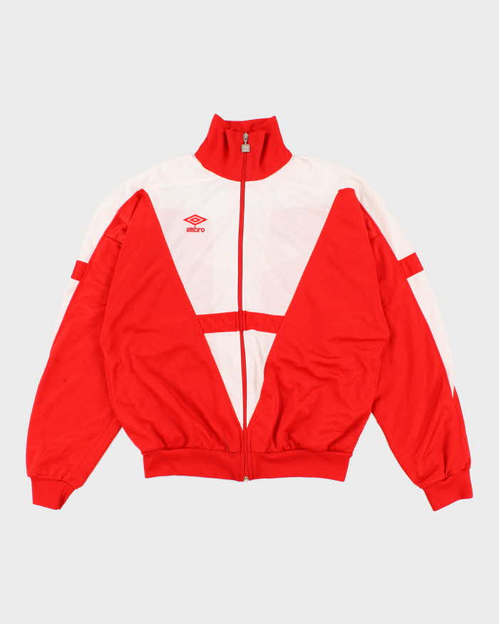 90's Vintage Men's Red Umbro Zip-up Track Jacket - M