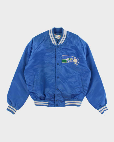 Men's Blue Seattle Sea Hawkes x NFL Satin Varsity Jacket - M