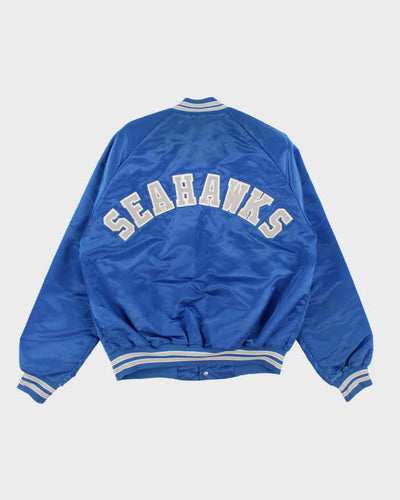 Men's Blue Seattle Sea Hawkes x NFL Satin Varsity Jacket - M