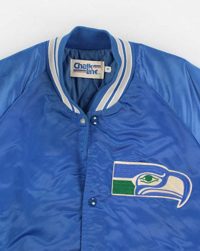 Men's Blue Seattle Sea Hawkes x NFL Satin Varsity Jacket - M