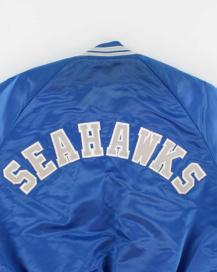 Men's Blue Seattle Sea Hawkes x NFL Satin Varsity Jacket - M