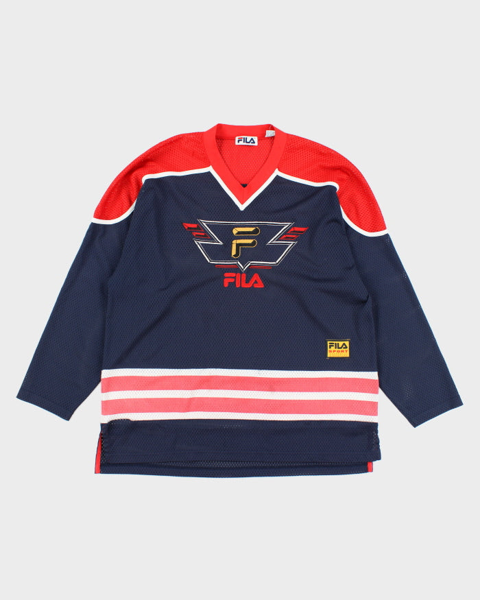 Vintage 90's Fila Embroidered Hockey Style Jersey - L