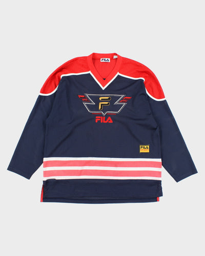 Vintage 90's Fila Embroidered Hockey Style Jersey - L