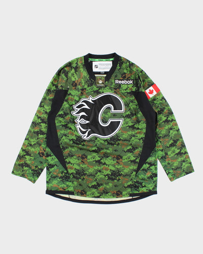 Vintage Calgary Flames Camouflage Hockey Sports Jersey - L