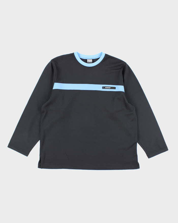 Vintage 2000's Nike Centre Striped Long-sleeved Sports Shirt - L