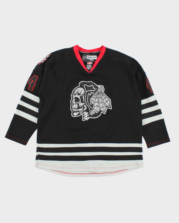 Vintage Chicago Blackhawks Skull Emblem Hockey Jersey - XL