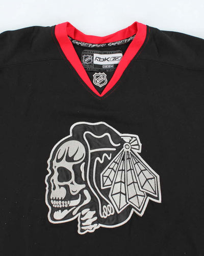 Vintage Chicago Blackhawks Skull Emblem Hockey Jersey - XL