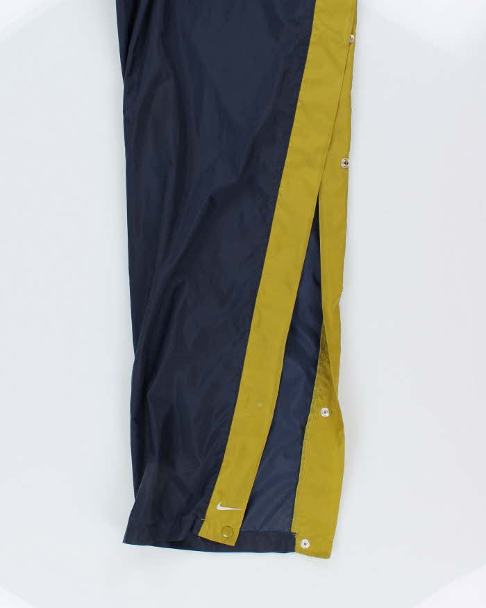 Men's Nike Side-Snap Navy and Olive Tracksuit Bottoms - L