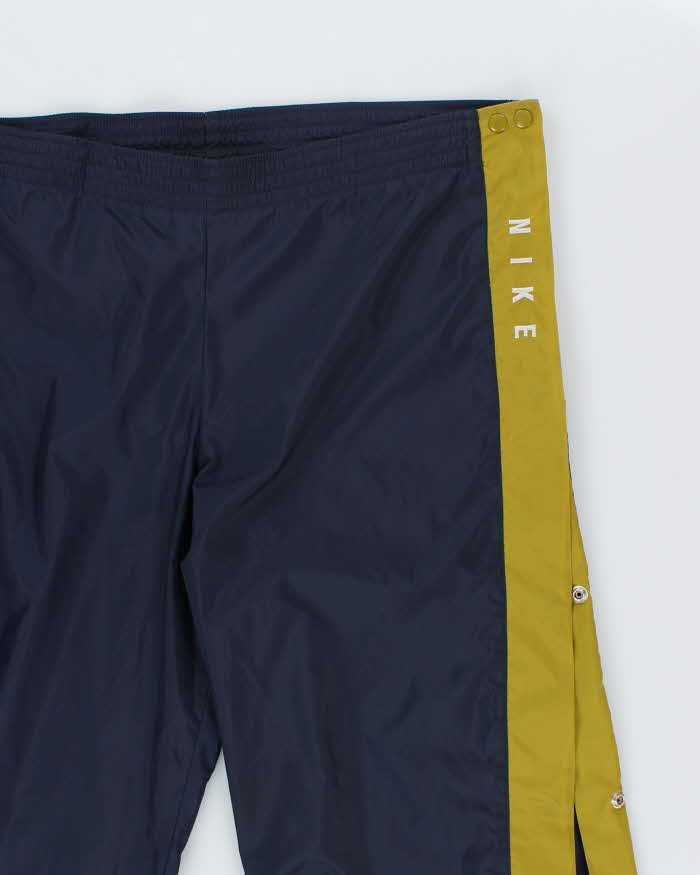 Men's Nike Side-Snap Navy and Olive Tracksuit Bottoms - L