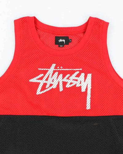 Vintage 2000's Stussy Two Tone Spell Out Graphic Basketball Jersey - M