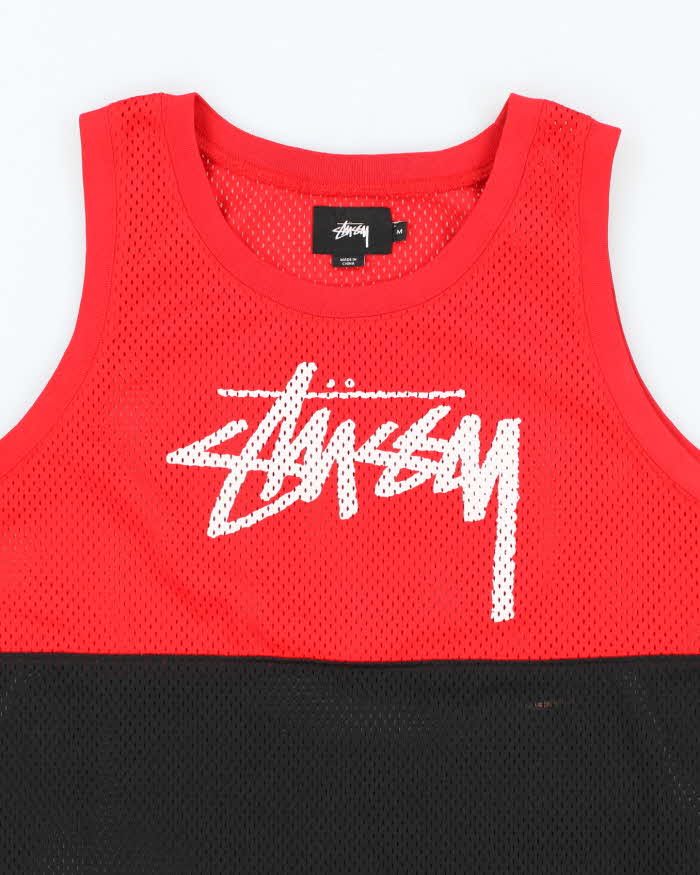 Vintage 2000's Stussy Two Tone Spell Out Graphic Basketball Jersey - M