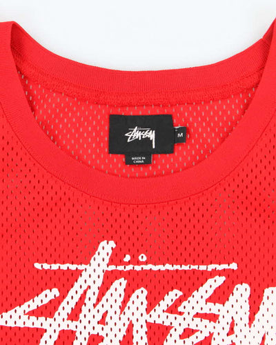 Vintage 2000's Stussy Two Tone Spell Out Graphic Basketball Jersey - M