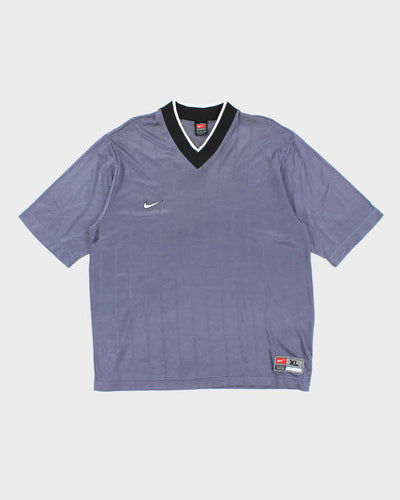 Vintage 2000's Nike Small Swoosh Striped Sports T-Shirt - XL