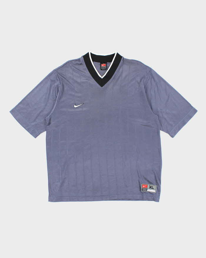 Vintage 2000's Nike Small Swoosh Striped Sports T-Shirt - XL