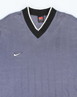 Vintage 2000's Nike Small Swoosh Striped Sports T-Shirt - XL