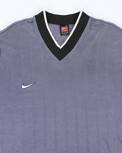 Vintage 2000's Nike Small Swoosh Striped Sports T-Shirt - XL