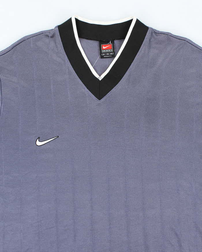 Vintage 2000's Nike Small Swoosh Striped Sports T-Shirt - XL