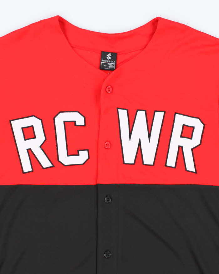 Vintage Y2K Roca Wear Spell Out Baseball Button Up Jersey - L