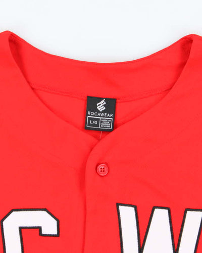 Vintage Y2K Roca Wear Spell Out Baseball Button Up Jersey - L