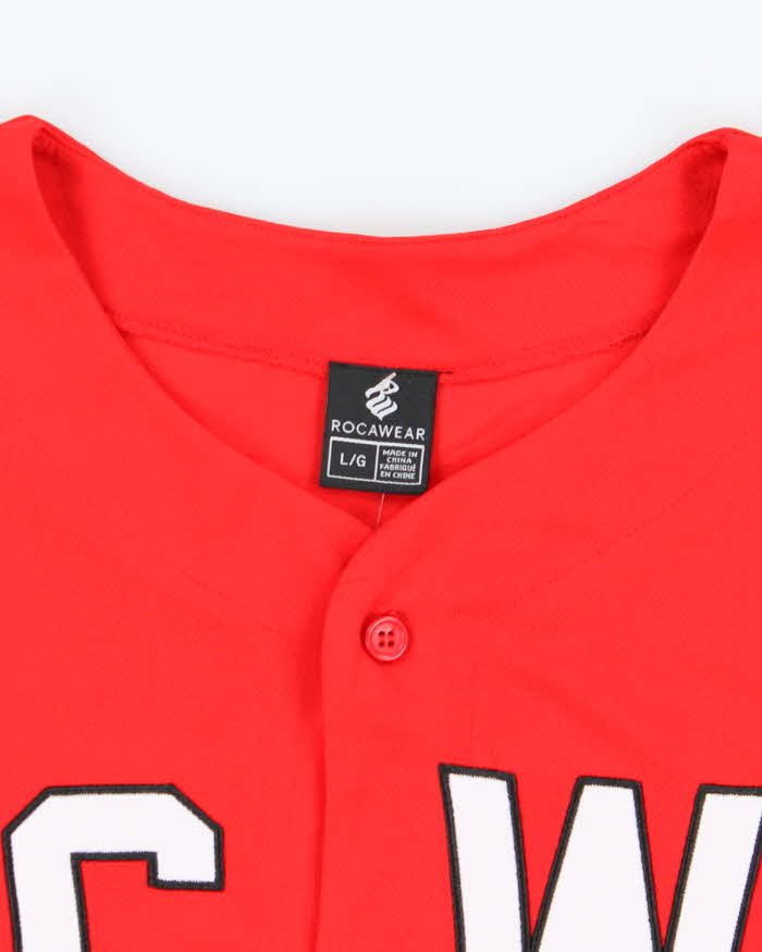 Vintage Y2K Roca Wear Spell Out Baseball Button Up Jersey - L