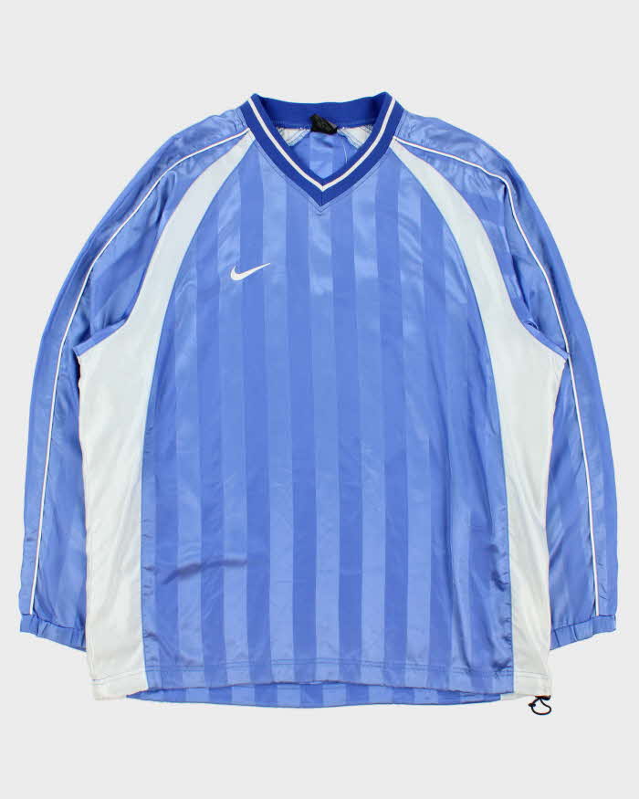 Vintage Y2K 2002 Nike Striped Soft Shell Big Swoosh Adjustable Pullover Football Jersey - XL