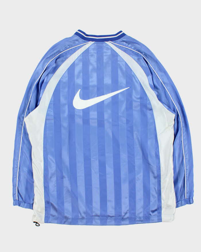 Vintage Y2K 2002 Nike Striped Soft Shell Big Swoosh Adjustable Pullover Football Jersey - XL